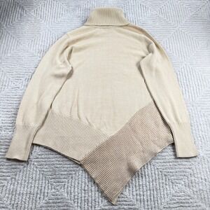 Du Jour Turtleneck Sweater Womens M Cream Asymmetrical Quiet Luxury Contemporary